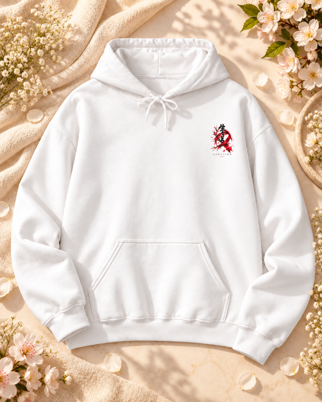 Phoenix Floral Hoodie — Red & Black Rising Bird Graphic Hoodie