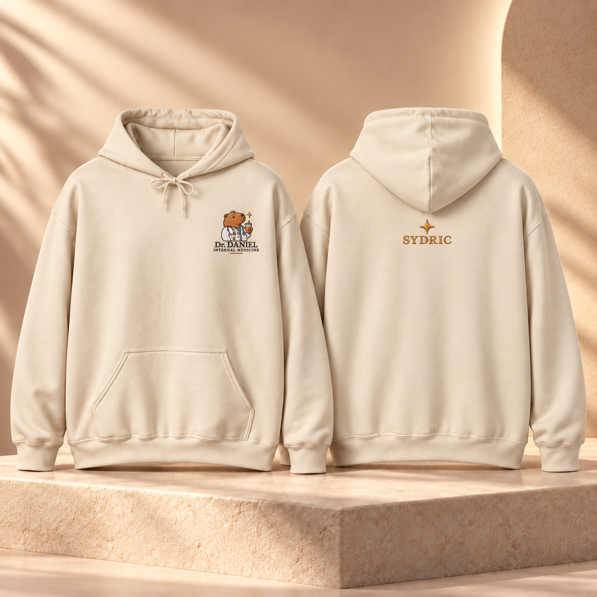 Cozy Capybara Doctor — Personalized Embroidered Hoodie
