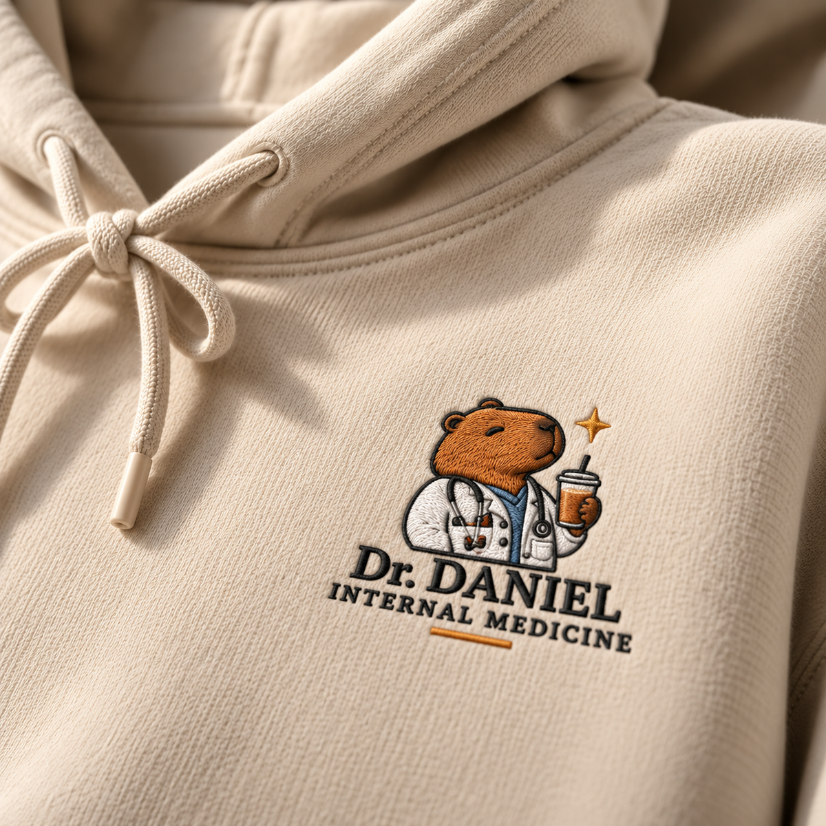 Cozy Capybara Doctor — Personalized Embroidered Hoodie