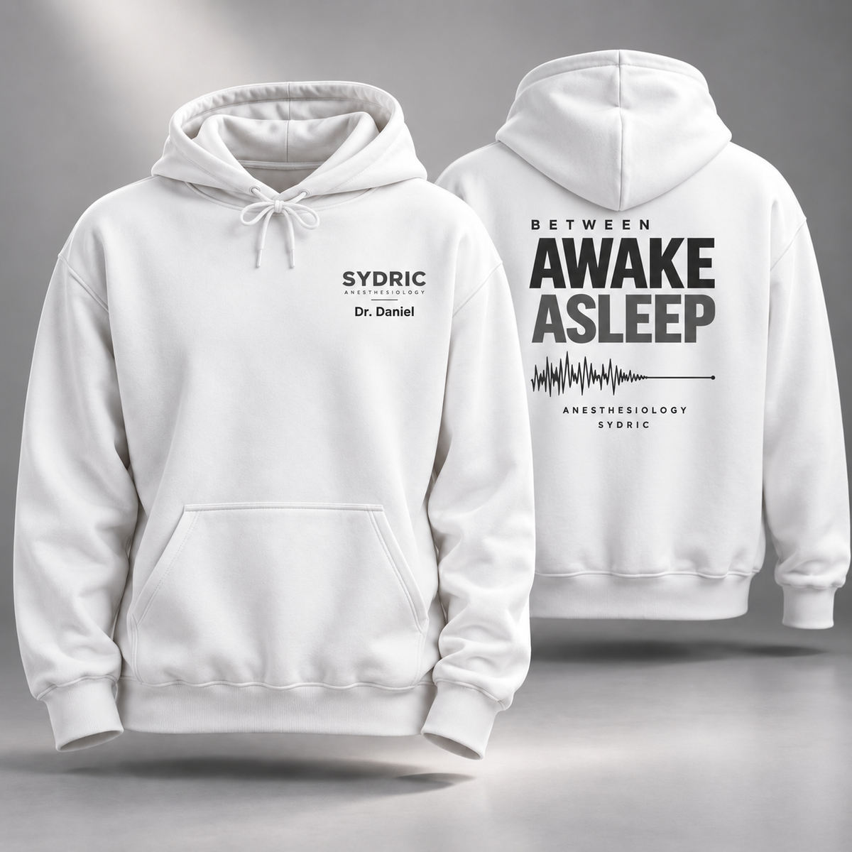Between Awake & Asleep - Personalized Anesthesiology Hoodie