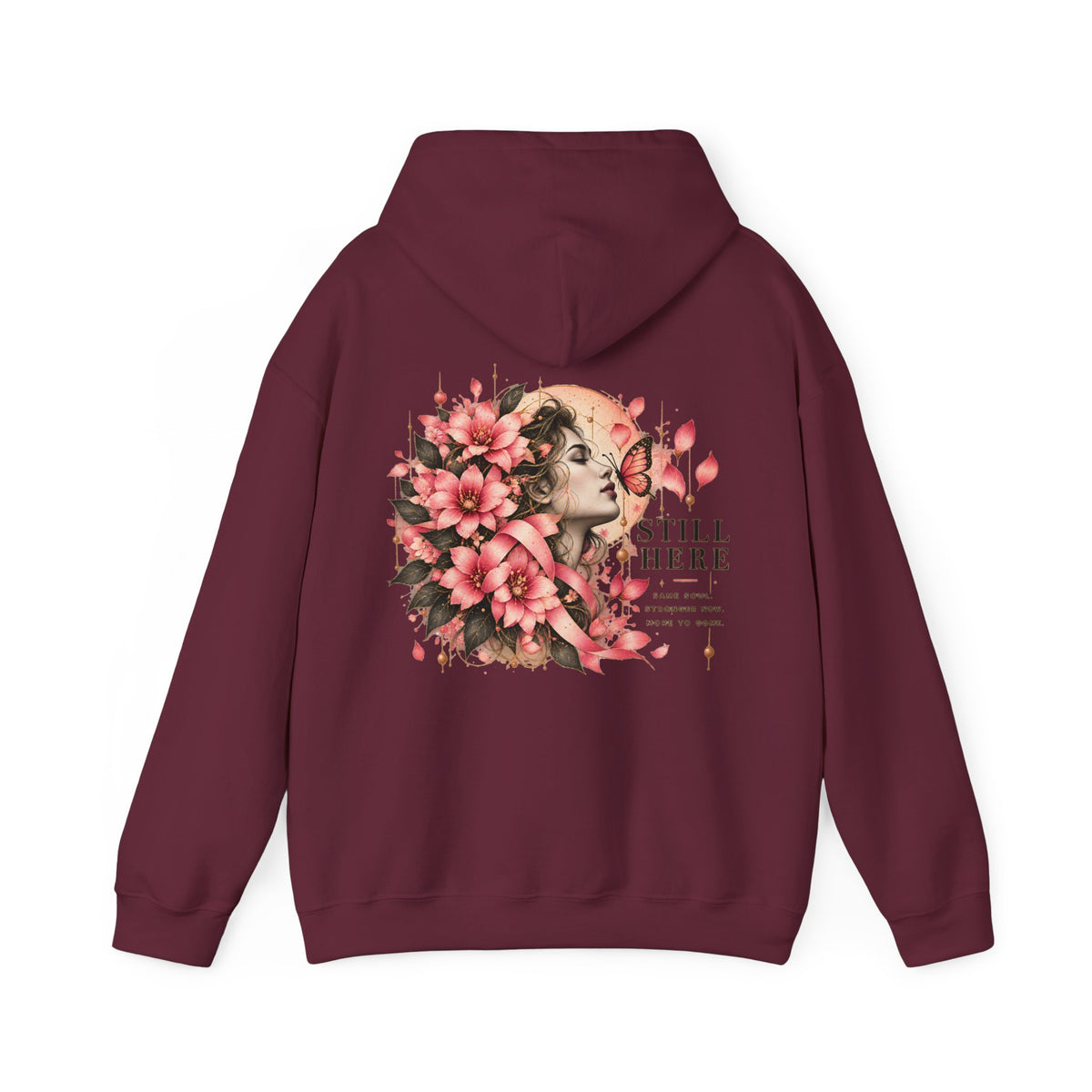 Still Here Floral Hoodie — Vintage Rose Girl Graphic Sweatshirt