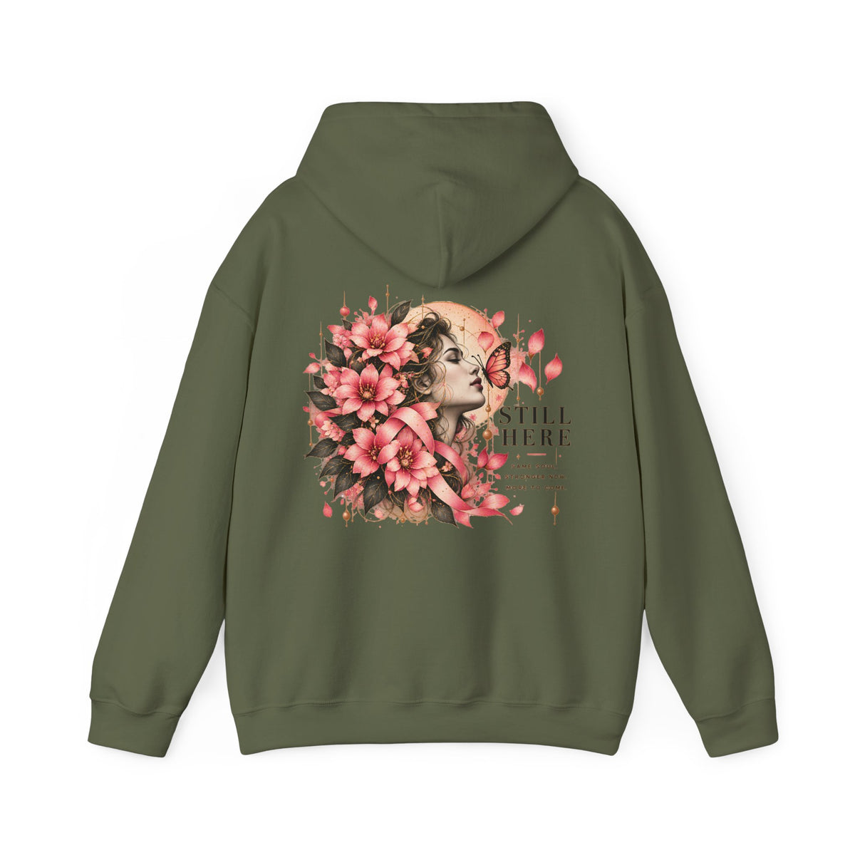 Still Here Floral Hoodie — Vintage Rose Girl Graphic Sweatshirt