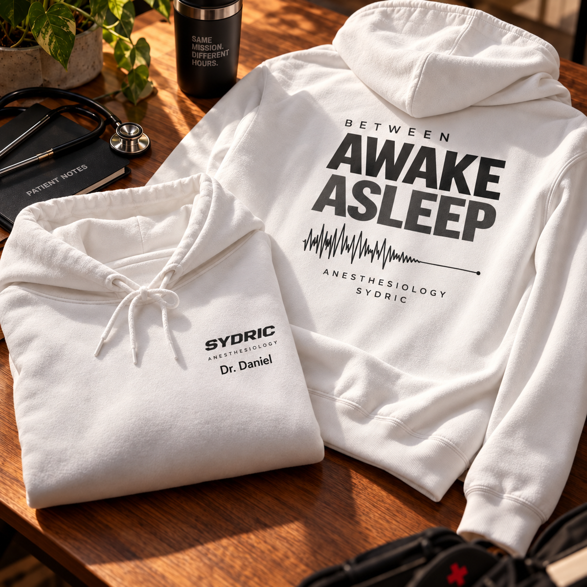 Between Awake & Asleep - Personalized Anesthesiology Hoodie
