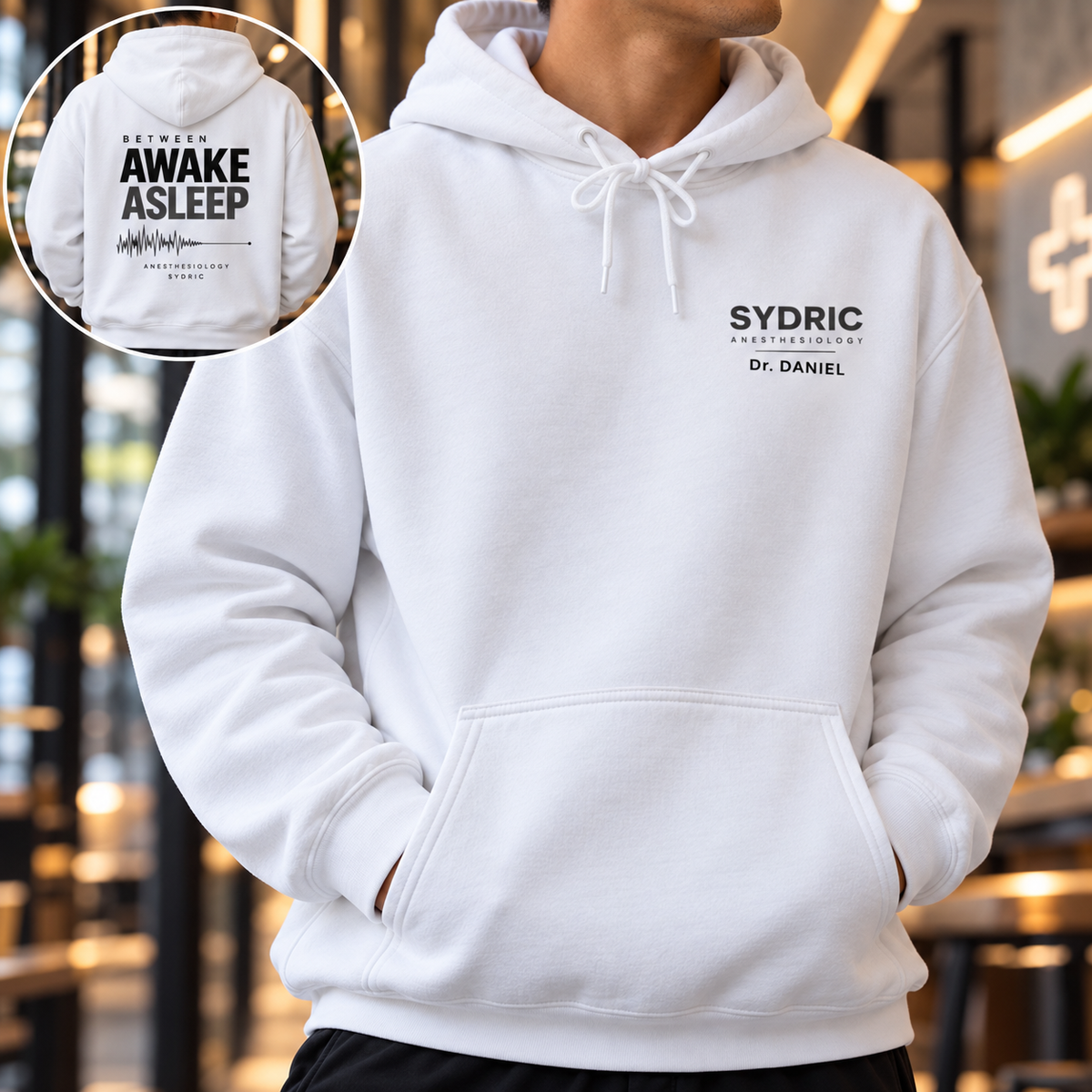Between Awake & Asleep - Personalized Anesthesiology Hoodie